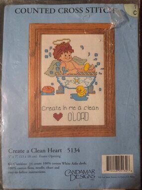 VTG Candamar Designs Create a Clean Heart Cross Stitch Kit 5x7